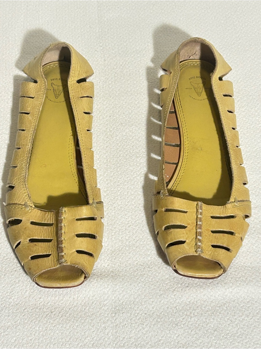 Frye Yellow Women’s Cutout Peep-Toe Flats
